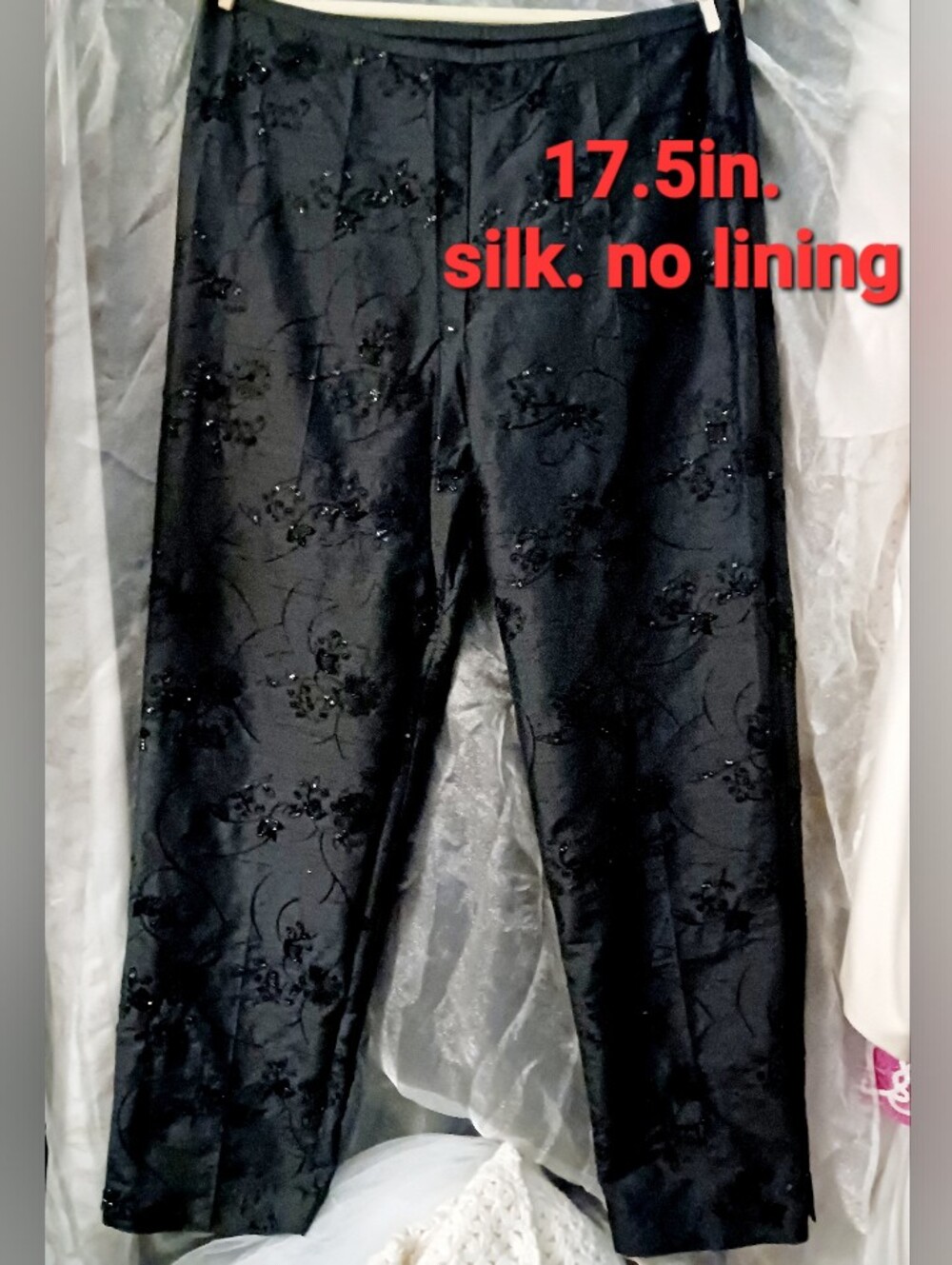 Black Embellished Silk Dress Pants